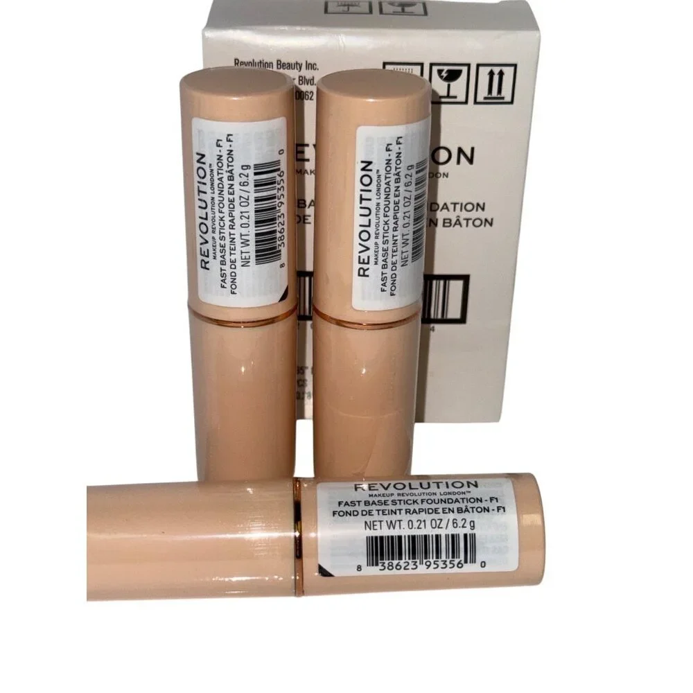 Makeup Revolution Fast Base Stick Foundation F1 0.21oz / 6.2g – Lot of 3 – New